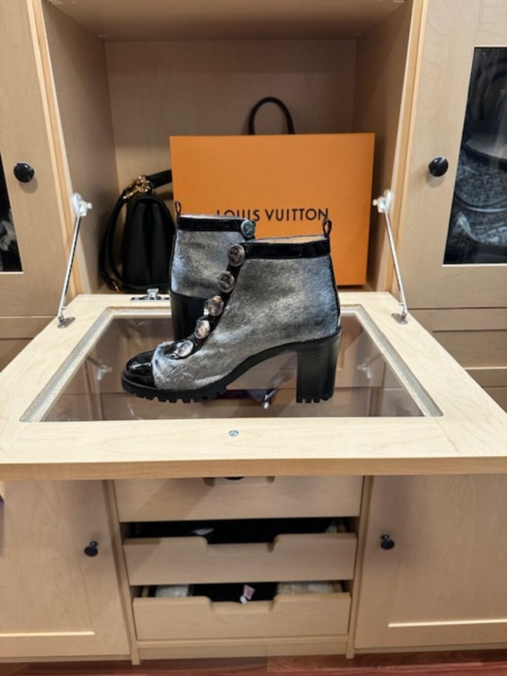 Christian Louboutin Calf Hair Combat Boots Women's Size 37.5